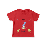 "Celebrate your kids 7th month"  - Personalized TShirt  - RED - 0 - 5 Months Old (Chest 17")