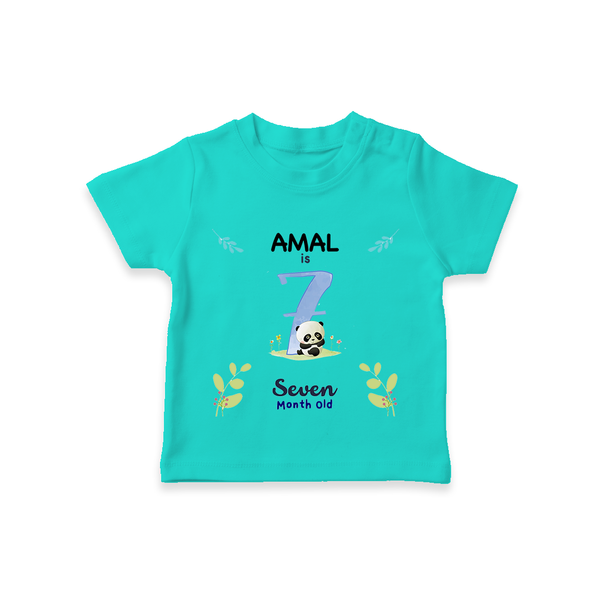 7 Month Milestone Baby T-Shirt Outfit | Personalized T-Shirt | Perfect for Photoshoots - TEAL - 0-5 Months Old (Chest 17")