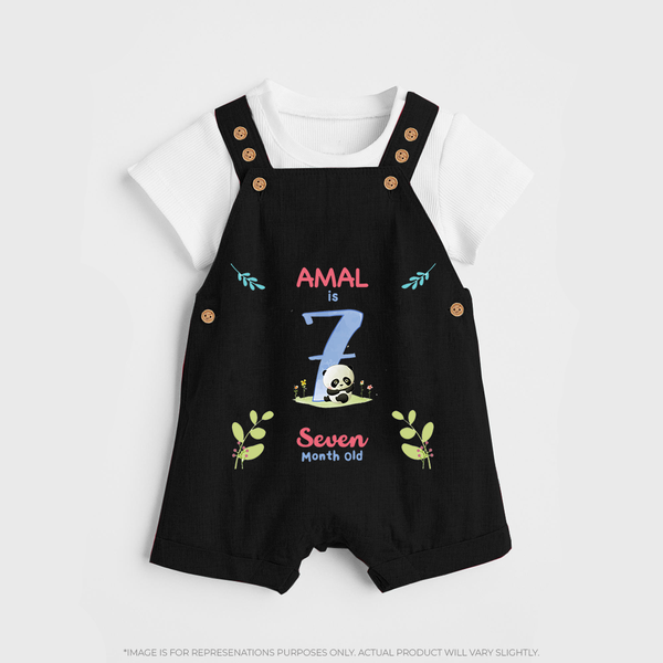 7 Month Milestone Baby Dungaree Set Outfit | Personalized Dungaree Set | Perfect for Photoshoots - BLACK - 0 - 5 Months Old (Chest 18")