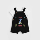 Celebrate The 7th Month Birthday Custom Dungaree set, Personalized with your little one's name - BLACK - 0 - 5 Months Old (Chest 17")