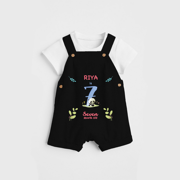 Celebrate The 7th Month Birthday Custom Dungaree set, Personalized with your little one's name - BLACK - 0 - 5 Months Old (Chest 17")