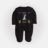 7 Month Milestone Baby Full Sleeve Bodysuit/ Sleep Suit/ Jumpsuit Outfit | Personalized Full Sleeve Bodysuit/ Sleep Suit/ Jumpsuit | Perfect for Photoshoots - BLACK - New Born (Chest 7.5")