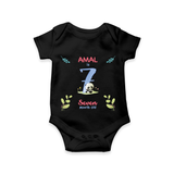 7 Month Milestone Baby Bodysuit Outfit | Personalized Romper/Onesie | Perfect for Photoshoots - BLACK - New Born (Chest 14")