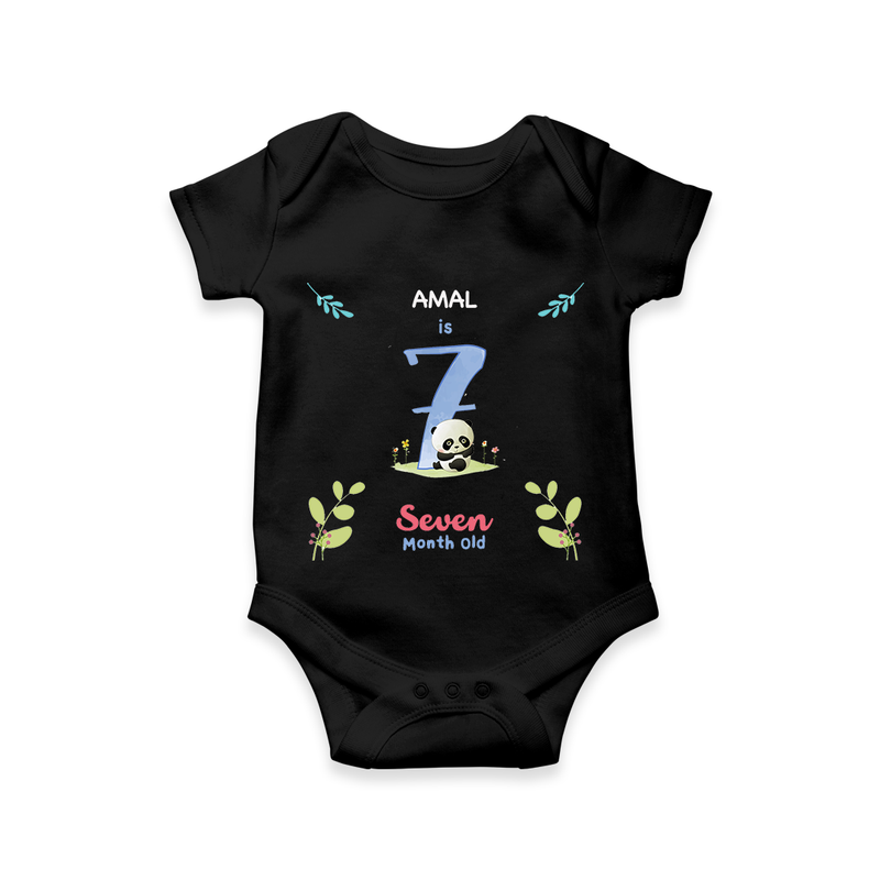 Make The Seventh Month Unforgettable With Our Exclusive Customized Romper For Babies - BLACK - 0 - 3 Months Old (Chest 16")