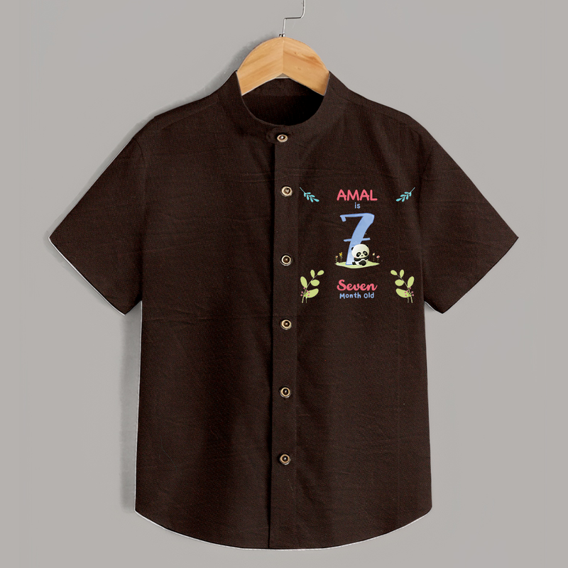 7 Month Milestone Baby Shirt Outfit | Personalized Shirt | Perfect for Photoshoots - CHOCOLATE BROWN - 0 - 6 Months Old (Chest 23")