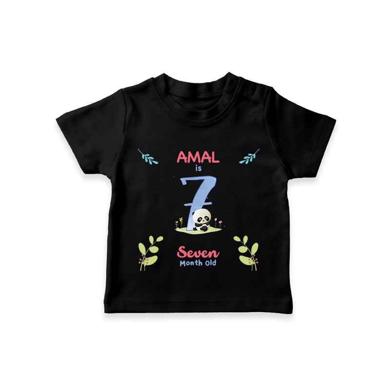 7 Month Milestone Baby T-Shirt Outfit | Personalized T-Shirt | Perfect for Photoshoots - BLACK - 0-5 Months Old (Chest 17")
