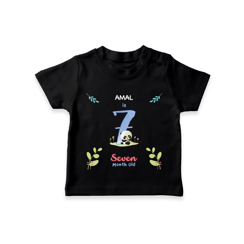 Make The Seventh Month Unforgettable With Our Exclusive Customized T-Shirt For Babies - BLACK - 0-5 Months Old (Chest 17")