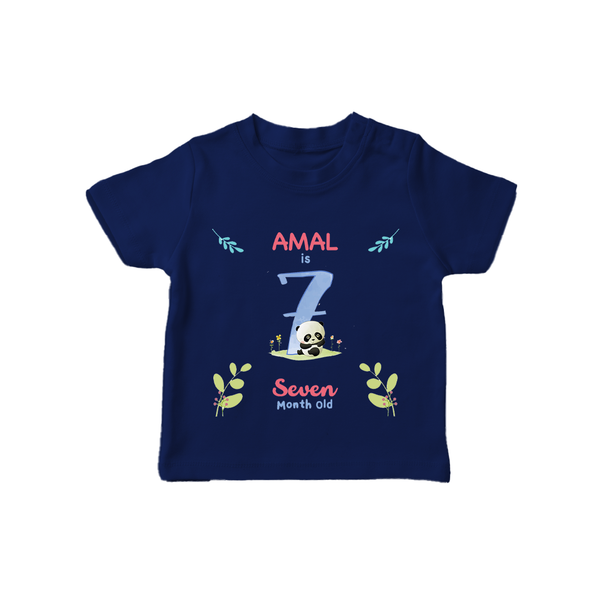 7 Month Milestone Baby T-Shirt Outfit | Personalized T-Shirt | Perfect for Photoshoots - NAVY BLUE - 0-5 Months Old (Chest 17")