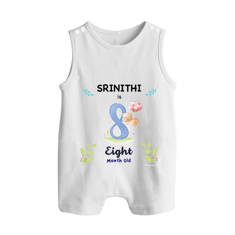 8 Month Milestone Baby Romper Suit/ Sleeveless Romper Outfit | Personalized Romper Suit/ Sleeveless Romper | Perfect for Photoshoots - WHITE - 0 - 5 Months Old (Chest 18")