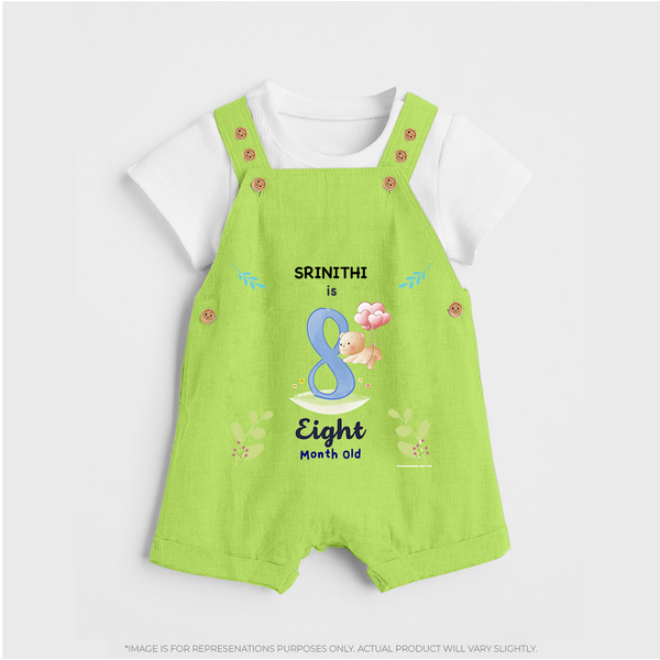 Make The Eighth Month Unforgettable With Our Exclusive Customized Dungaree Set For Babies - GREEN - 0 - 5 Months Old (Chest 18")