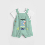 Celebrate The 8th Month Birthday Custom Dungaree set, Personalized with your little one's name - LIGHT GREEN - 0 - 5 Months Old (Chest 17")