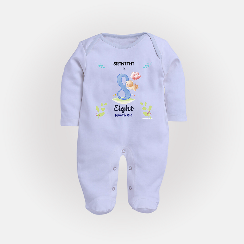 Make The Eighth Month Unforgettable With Our Exclusive Customized Sleep Suit For Babies - BABY BLUE - New Born (Chest 7.5")