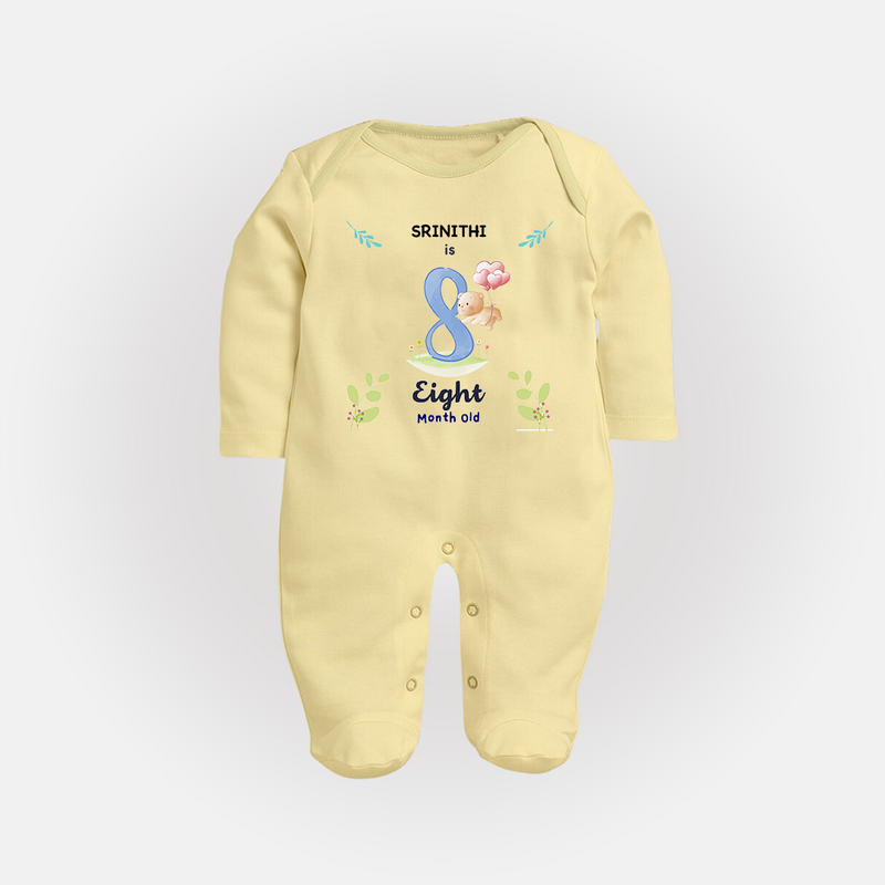 Make The Eighth Month Unforgettable With Our Exclusive Customized Sleep Suit For Babies - PASTEL YELLOW - New Born (Chest 7.5")