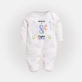 Make The Eighth Month Unforgettable With Our Exclusive Customized Sleep Suit For Babies - WHITE - New Born (Chest 7.5")