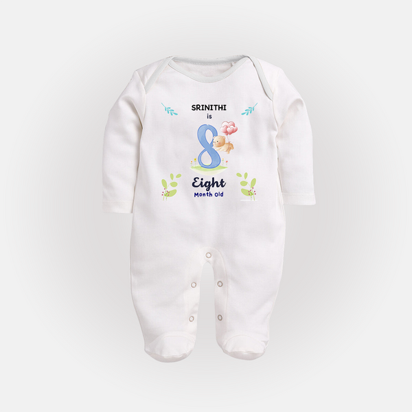 Make The Eighth Month Unforgettable With Our Exclusive Customized Sleep Suit For Babies - WHITE - New Born (Chest 7.5")