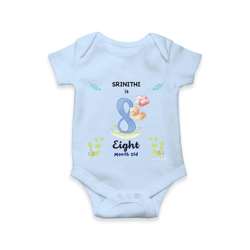 Make The Eighth Month Unforgettable With Our Exclusive Customized Romper For Babies - BABY BLUE - 0 - 3 Months Old (Chest 16")