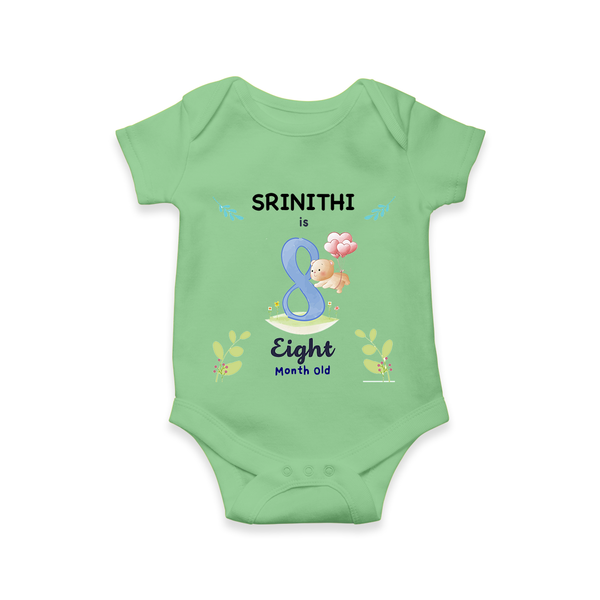 8 Month Milestone Baby Bodysuit Outfit | Personalized Romper/Onesie | Perfect for Photoshoots - GREEN - New Born (Chest 14")