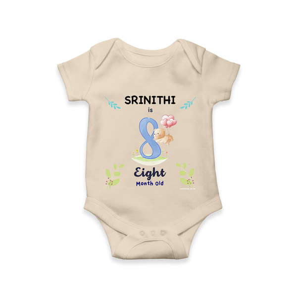 8 Month Milestone Baby Bodysuit Outfit | Personalized Romper/Onesie | Perfect for Photoshoots - IVORY - New Born (Chest 14")