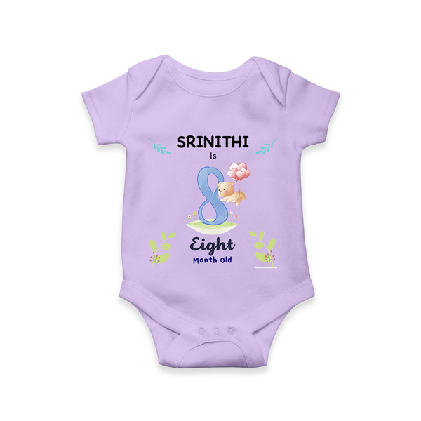 8 Month Milestone Baby Bodysuit Outfit | Personalized Romper/Onesie | Perfect for Photoshoots - LILAC - New Born (Chest 14")