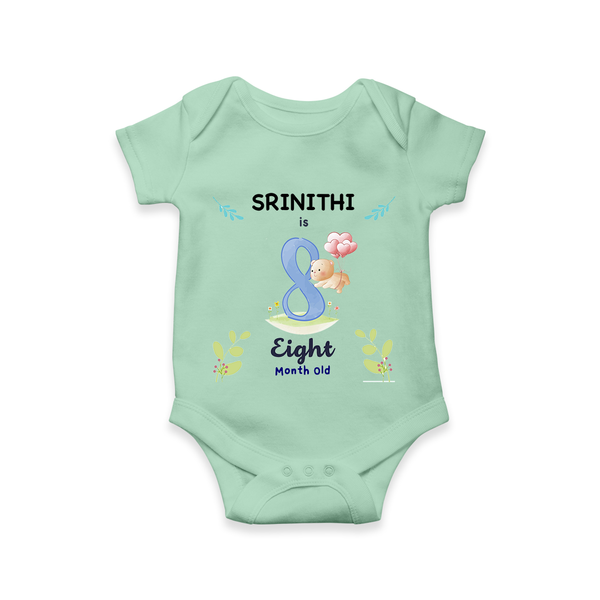 8 Month Milestone Baby Bodysuit Outfit | Personalized Romper/Onesie | Perfect for Photoshoots - MINT GREEN - New Born (Chest 14")