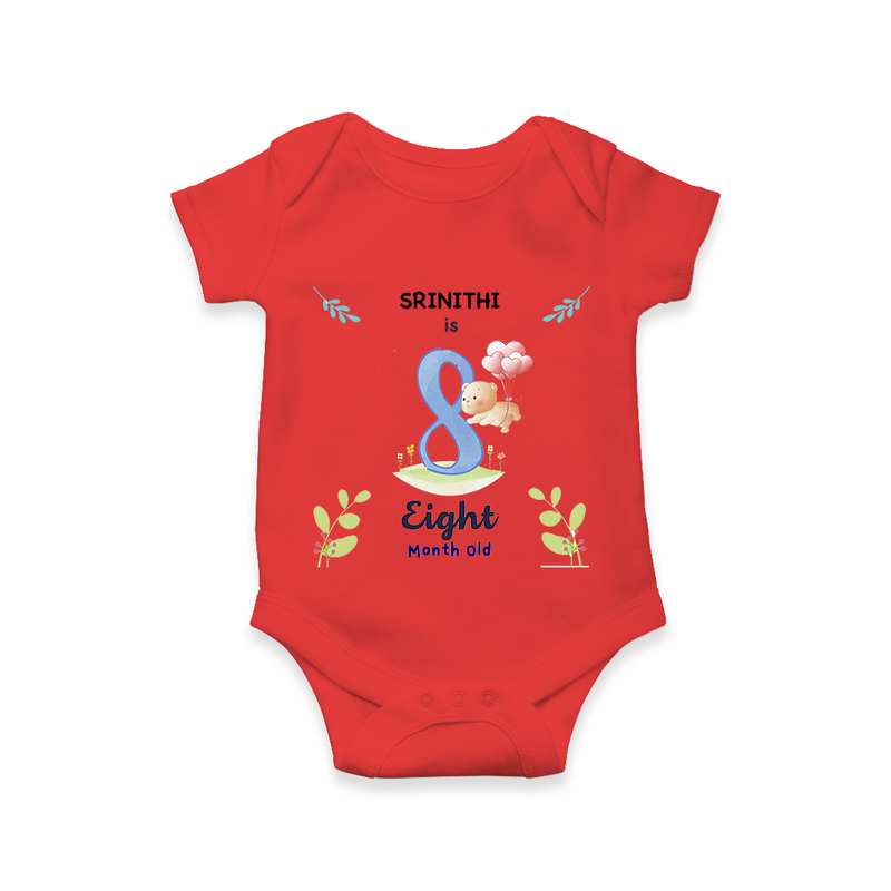 Make The Eighth Month Unforgettable With Our Exclusive Customized Romper For Babies - RED - 0 - 3 Months Old (Chest 16")