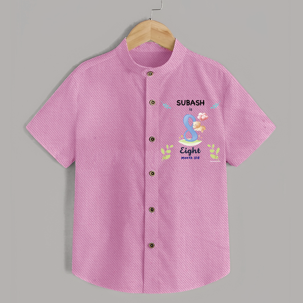 8 Month Milestone Baby Shirt Outfit | Personalized Shirt | Perfect for Photoshoots - BABY PINK - 0 - 6 Months Old (Chest 23")