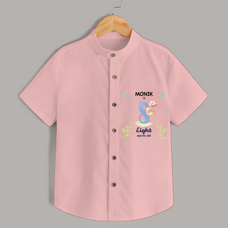 Celebrate The 8th Month Birthday with Custom Shirt, Personalized with your little one's name - PEACH - 0 - 6 Months Old (Chest 21")
