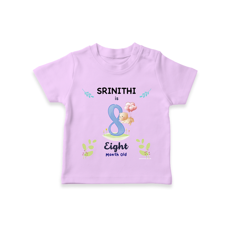 8 Month Milestone Baby T-Shirt Outfit | Personalized T-Shirt | Perfect for Photoshoots - LILAC - 0-5 Months Old (Chest 17")