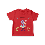 Make The Eighth Month Unforgettable With Our Exclusive Customized T-Shirt For Babies - RED - 0-5 Months Old (Chest 17")