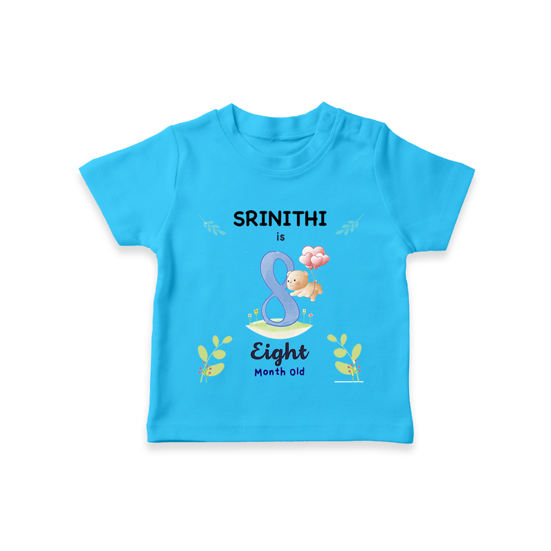 8 Month Milestone Baby T-Shirt Outfit | Personalized T-Shirt | Perfect for Photoshoots - SKY BLUE - 0-5 Months Old (Chest 17")