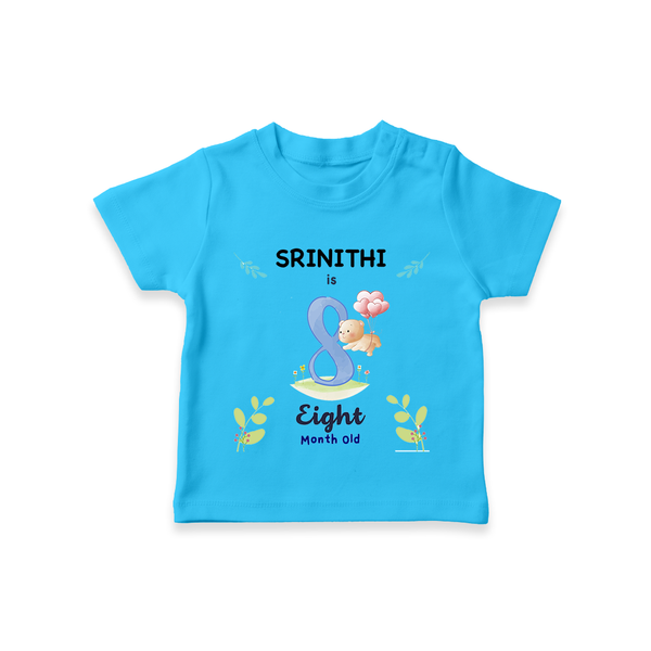 8 Month Milestone Baby T-Shirt Outfit | Personalized T-Shirt | Perfect for Photoshoots - SKY BLUE - 0-5 Months Old (Chest 17")