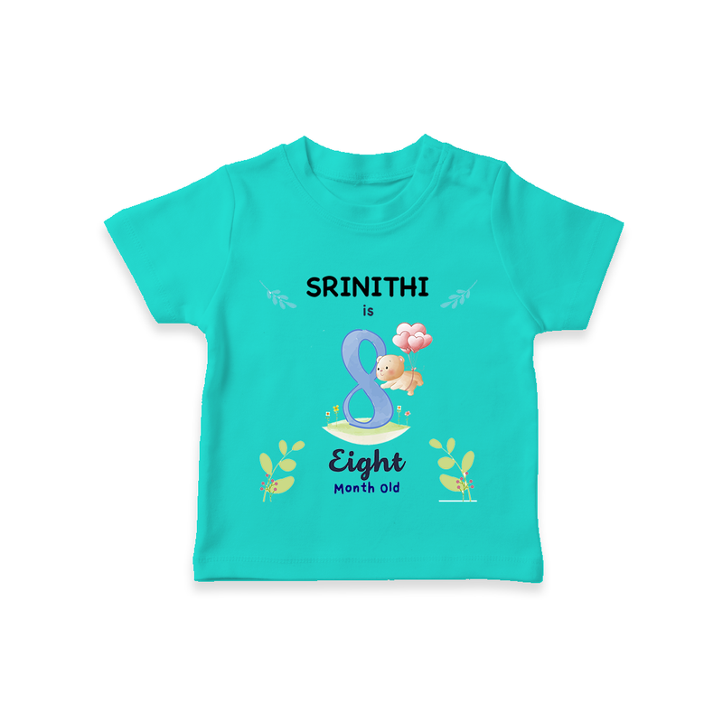 8 Month Milestone Baby T-Shirt Outfit | Personalized T-Shirt | Perfect for Photoshoots - TEAL - 0-5 Months Old (Chest 17")