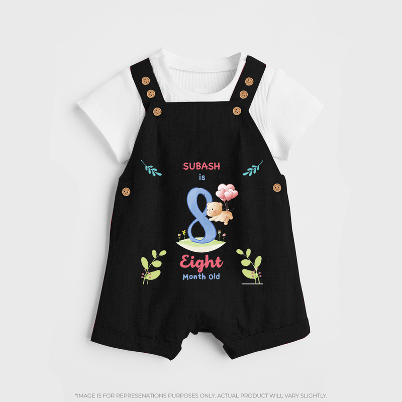 Make The Eighth Month Unforgettable With Our Exclusive Customized Dungaree Set For Babies - BLACK - 0 - 5 Months Old (Chest 18")