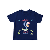 8 Month Milestone Baby T-Shirt Outfit | Personalized T-Shirt | Perfect for Photoshoots - NAVY BLUE - 0-5 Months Old (Chest 17")