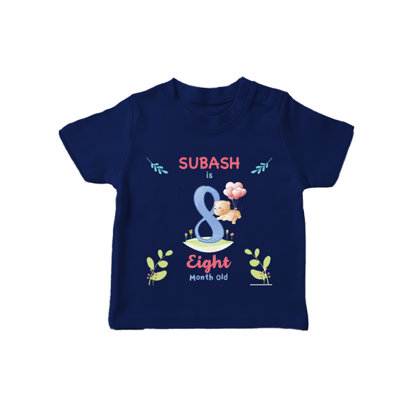 8 Month Milestone Baby T-Shirt Outfit | Personalized T-Shirt | Perfect for Photoshoots - NAVY BLUE - 0-5 Months Old (Chest 17")