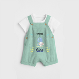 Celebrate The 9th Month Birthday Custom Dungaree set, Personalized with your little one's name - LIGHT GREEN - 0 - 5 Months Old (Chest 17")