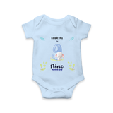 Make The Ninth Month Unforgettable With Our Exclusive Customized Romper For Babies - BABY BLUE - 0 - 3 Months Old (Chest 16")