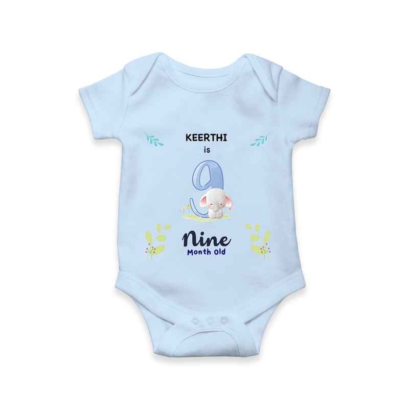 Make The Ninth Month Unforgettable With Our Exclusive Customized Romper For Babies - BABY BLUE - 0 - 3 Months Old (Chest 16")