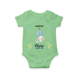 Make The Ninth Month Unforgettable With Our Exclusive Customized Romper For Babies - GREEN - 0 - 3 Months Old (Chest 16")