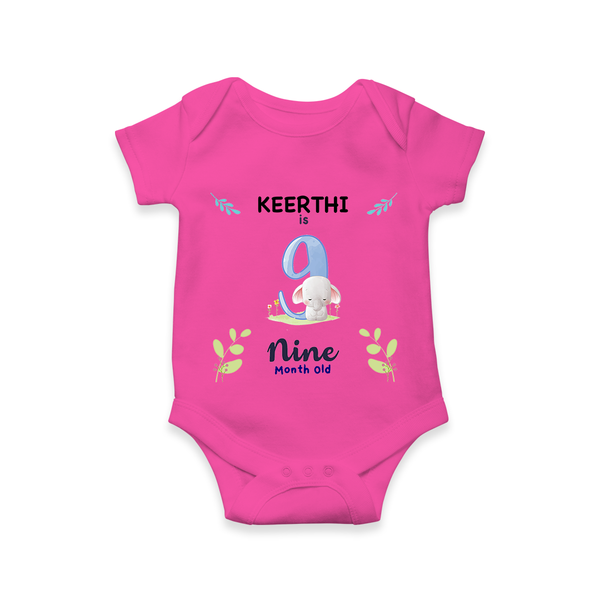 9 Month Milestone Baby Bodysuit Outfit | Personalized Romper/Onesie | Perfect for Photoshoots - HOT PINK - New Born (Chest 14")