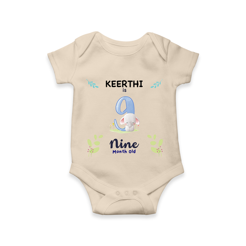 9 Month Milestone Baby Bodysuit Outfit | Personalized Romper/Onesie | Perfect for Photoshoots - IVORY - New Born (Chest 14")