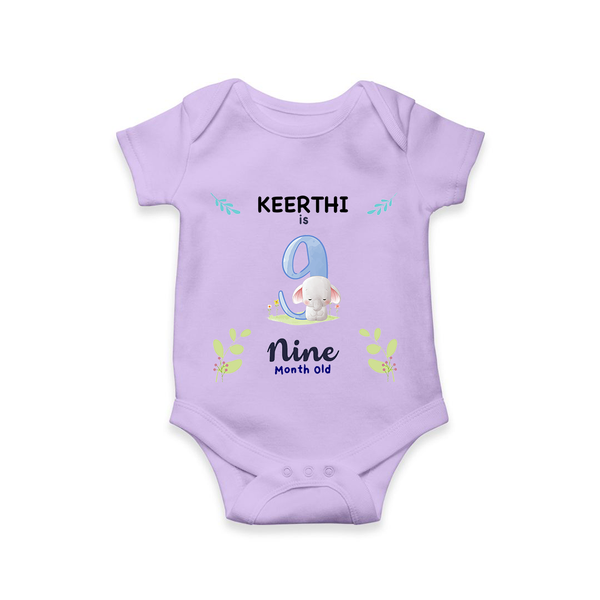9 Month Milestone Baby Bodysuit Outfit | Personalized Romper/Onesie | Perfect for Photoshoots - LILAC - New Born (Chest 14")