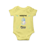 9 Month Milestone Baby Bodysuit Outfit | Personalized Romper/Onesie | Perfect for Photoshoots - PASTEL YELLOW - New Born (Chest 14")