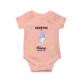9 Month Milestone Baby Bodysuit Outfit | Personalized Romper/Onesie | Perfect for Photoshoots - PEACH - New Born (Chest 14")