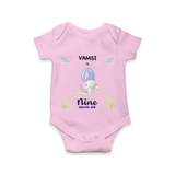 Celebrate The 9th Month Birthday Custom Romper/ Onesie, Personalized with your little one's name - PINK - 0 - 3 Months Old (Chest 16")