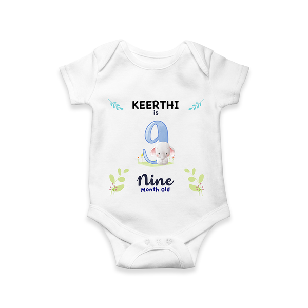 9 Month Milestone Baby Bodysuit Outfit | Personalized Romper/Onesie | Perfect for Photoshoots - WHITE - New Born (Chest 14")