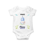 Celebrate The 9th Month Birthday Custom Romper/ Onesie, Personalized with your little one's name - WHITE - 0 - 3 Months Old (Chest 16")