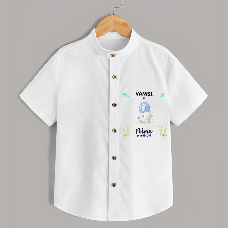 Celebrate The 9th Month Birthday with Custom Shirt, Personalized with your little one's name - WHITE - 0 - 6 Months Old (Chest 21")