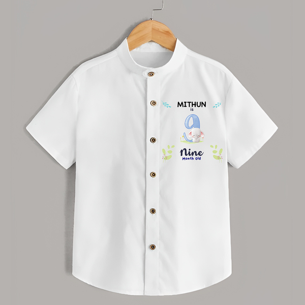 9 Month Milestone Baby Shirt Outfit | Personalized Shirt | Perfect for Photoshoots - WHITE - 0 - 6 Months Old (Chest 23")