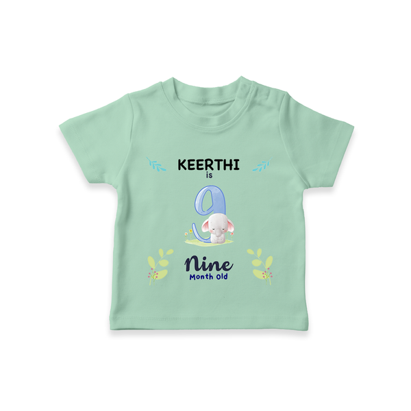 9 Month Milestone Baby T-Shirt Outfit | Personalized T-Shirt | Perfect for Photoshoots - MINT GREEN - 0-5 Months Old (Chest 17")